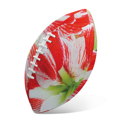 Red And White Amaryllis Print Rugby Ball