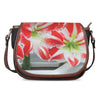 Red And White Amaryllis Print Saddle Bag