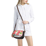 Red And White Amaryllis Print Saddle Bag