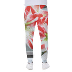 Red And White Amaryllis Print Scuba Joggers