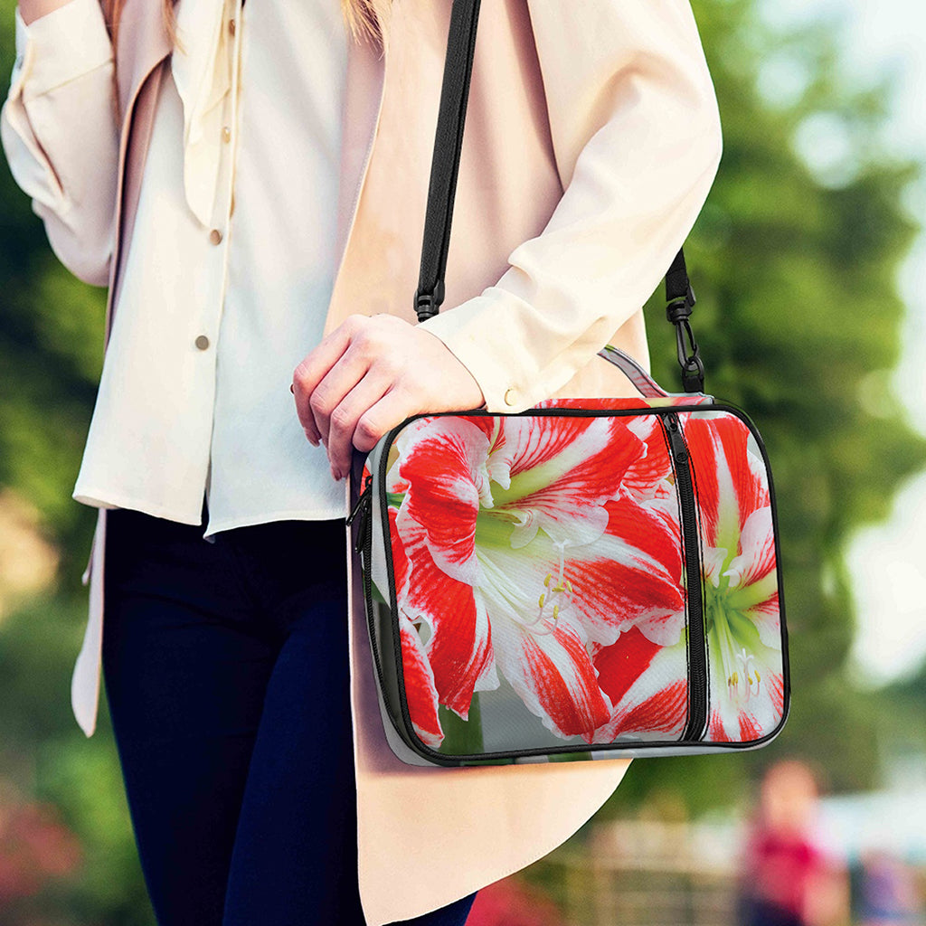 Red And White Amaryllis Print Shoulder Strap Bible Bag