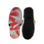 Red And White Amaryllis Print Slippers