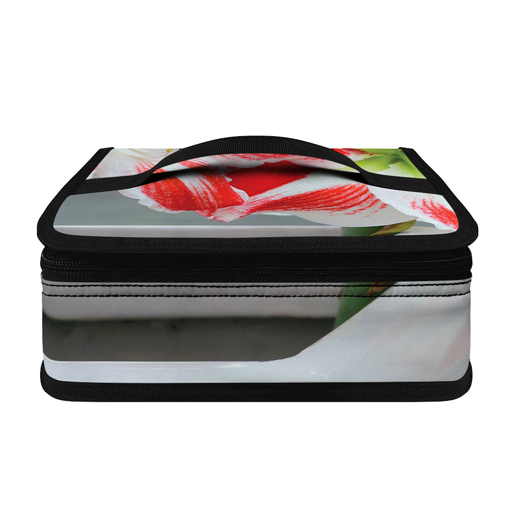 Red And White Amaryllis Print Small Lunch Bag