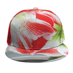 Red And White Amaryllis Print Snapback Cap