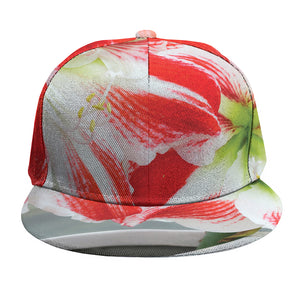 Red And White Amaryllis Print Snapback Cap