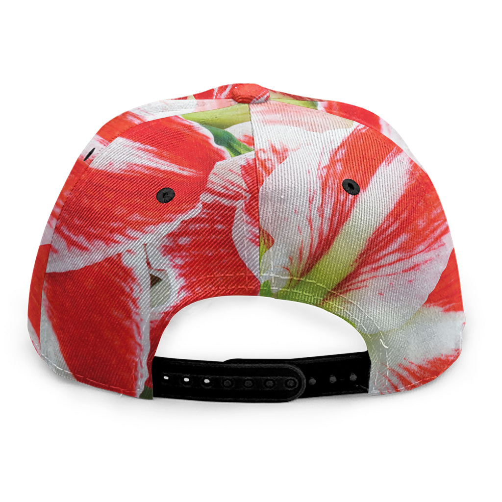 Red And White Amaryllis Print Snapback Cap