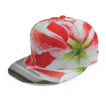 Red And White Amaryllis Print Snapback Cap