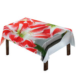 Red And White Amaryllis Print Tablecloth