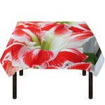 Red And White Amaryllis Print Tablecloth