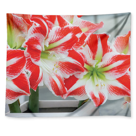 Red And White Amaryllis Print Tapestry
