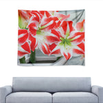 Red And White Amaryllis Print Tapestry
