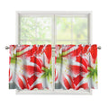 Red And White Amaryllis Print Tier Curtains