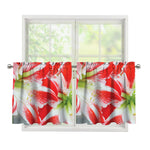 Red And White Amaryllis Print Tier Curtains