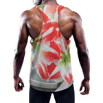 Red And White Amaryllis Print Training Tank Top