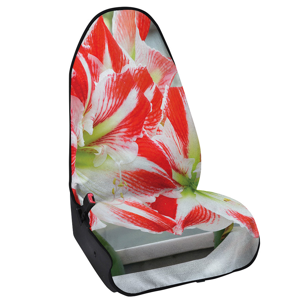 Red And White Amaryllis Print Waterproof Car Seat Cover