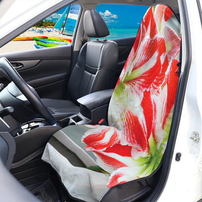 Red And White Amaryllis Print Waterproof Car Seat Cover
