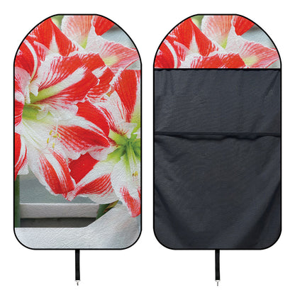 Red And White Amaryllis Print Waterproof Car Seat Cover