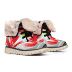 Red And White Amaryllis Print Winter Boots