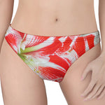 Red And White Amaryllis Print Women's Thong