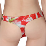 Red And White Amaryllis Print Women's Thong