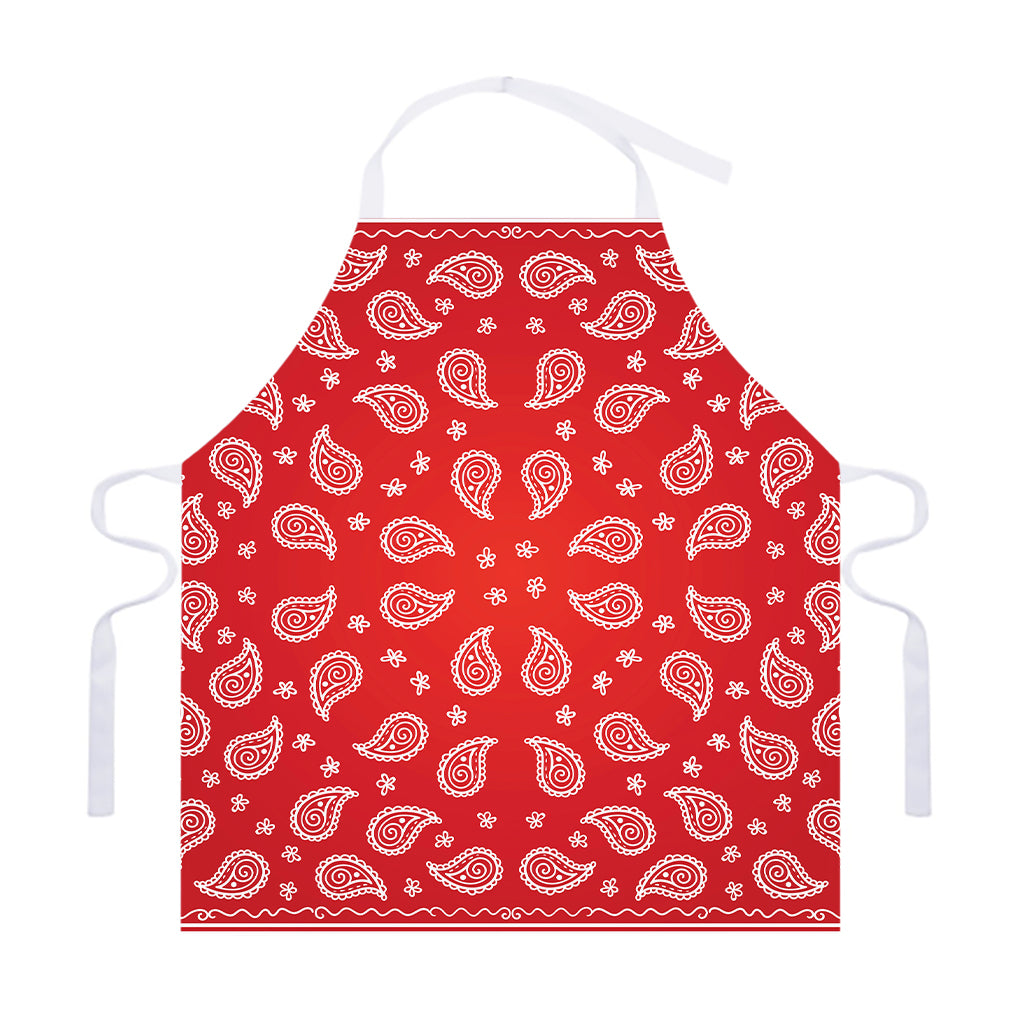 Red And White Bandana Print Adjustable Apron