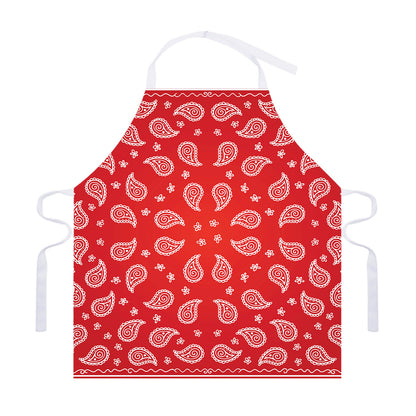 Red And White Bandana Print Adjustable Apron
