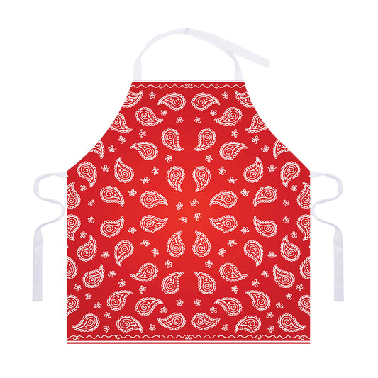 Red And White Bandana Print Adjustable Apron