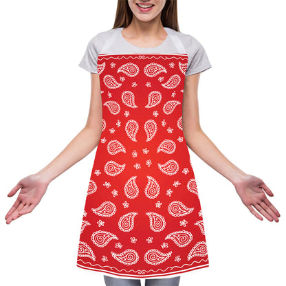 Red And White Bandana Print Adjustable Apron