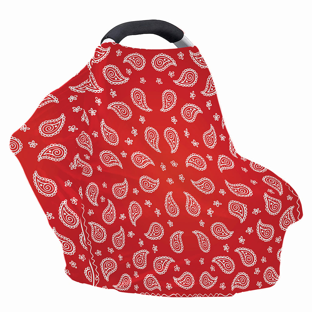 Red And White Bandana Print Baby Seat Cover