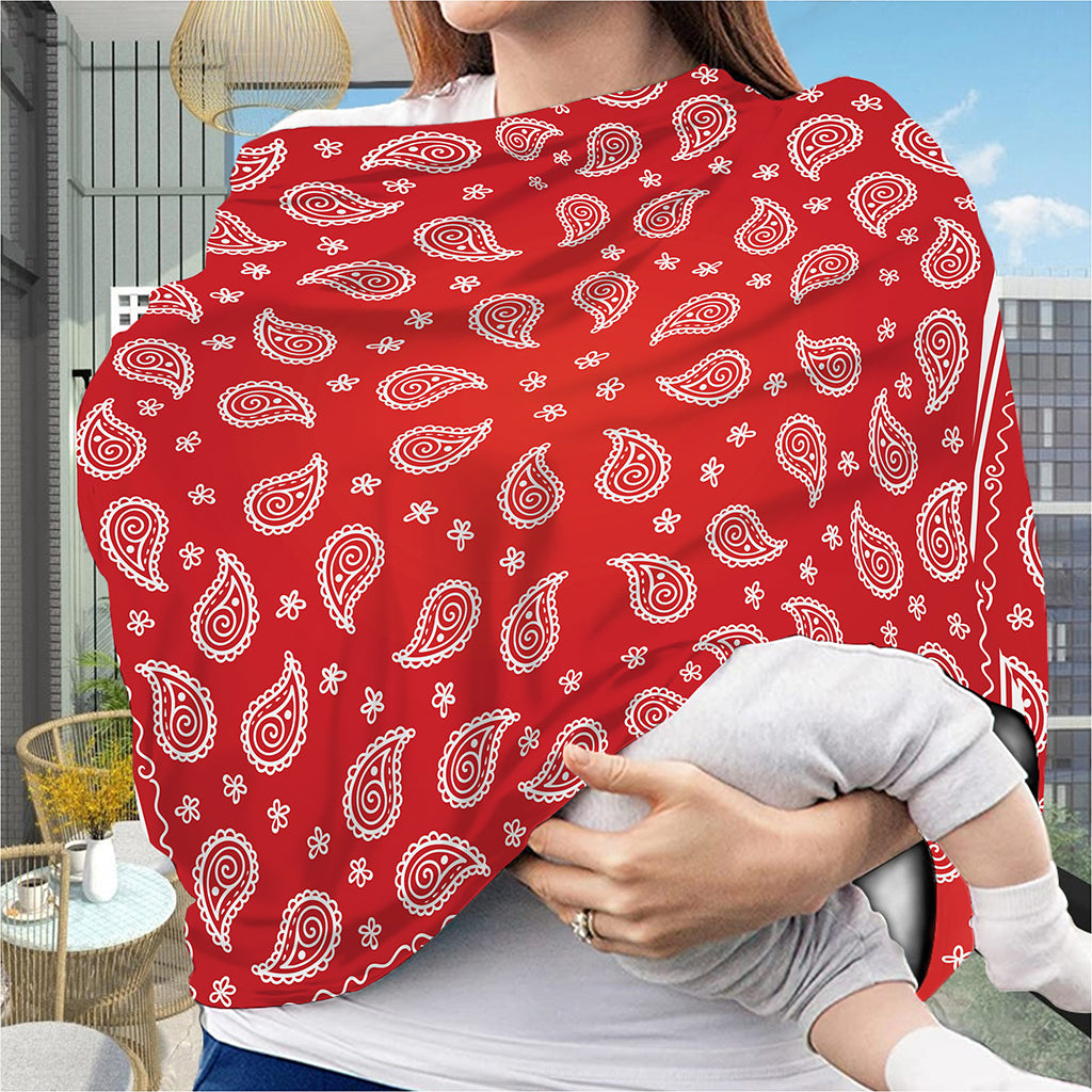Red And White Bandana Print Baby Seat Cover