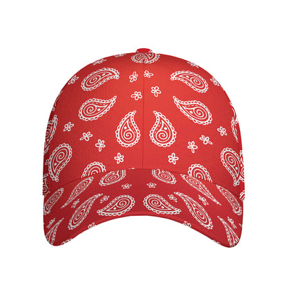 Red And White Bandana Print Baseball Cap