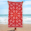 Red And White Bandana Print Beach Towel