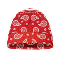 Red And White Bandana Print Beanie