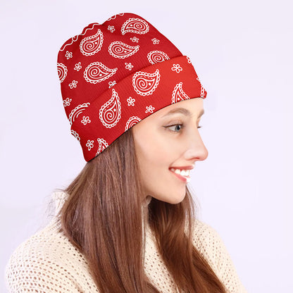 Red And White Bandana Print Beanie