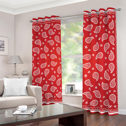 Red And White Bandana Print Blackout Grommet Curtains