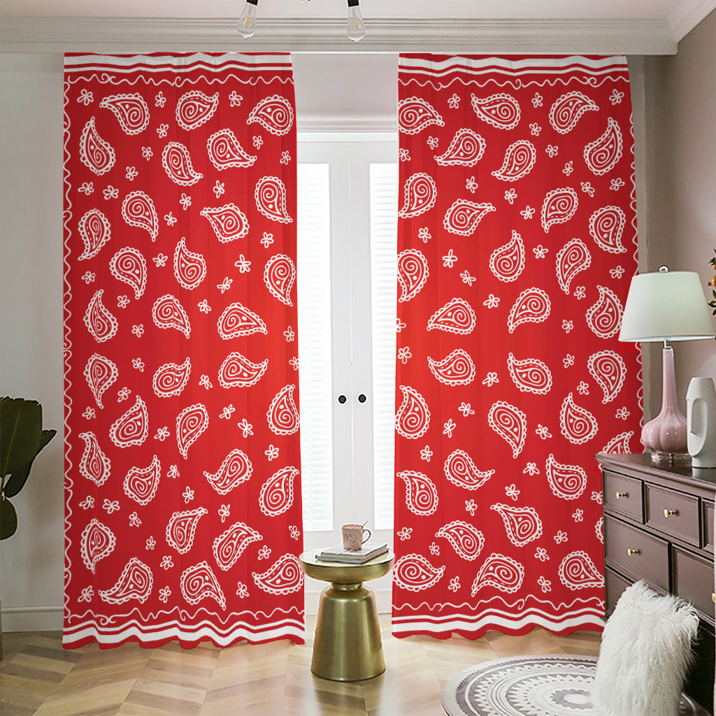 Red And White Bandana Print Blackout Pencil Pleat Curtains