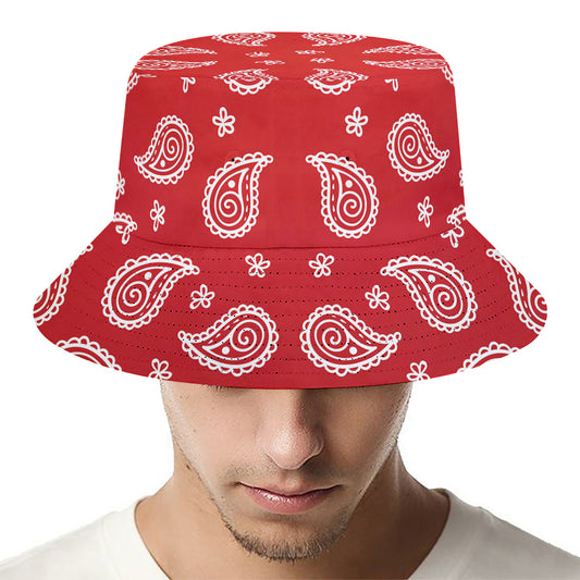Red And White Bandana Print Bucket Hat