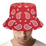 Red And White Bandana Print Bucket Hat