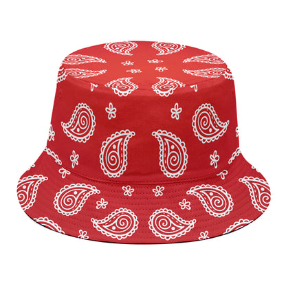 Red And White Bandana Print Bucket Hat
