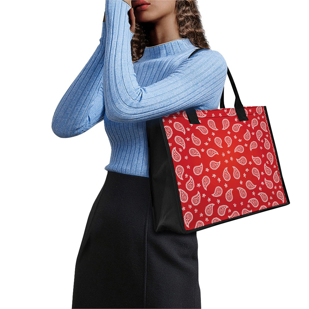 Red And White Bandana Print Canvas Tote Bag