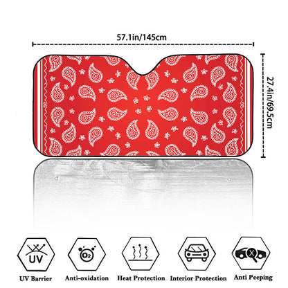Red And White Bandana Print Car Windshield Sun Shade
