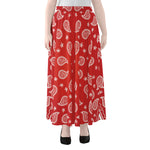 Red And White Bandana Print Chiffon Maxi Skirt