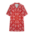 Red And White Bandana Print Cotton Hawaiian Shirt