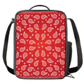 Red And White Bandana Print Crossbody Lunch Bag