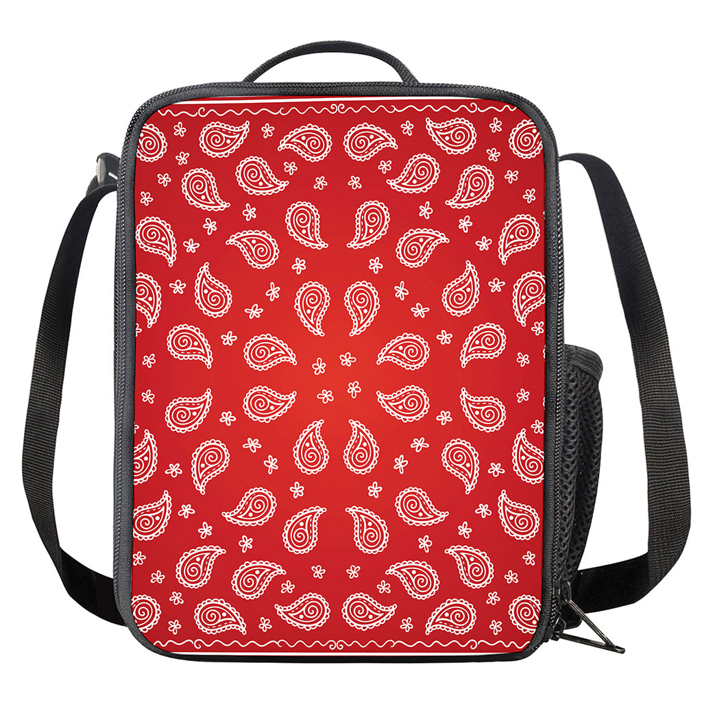 Red And White Bandana Print Crossbody Lunch Bag
