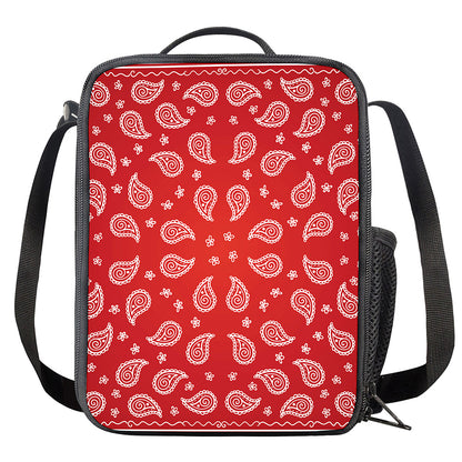 Red And White Bandana Print Crossbody Lunch Bag