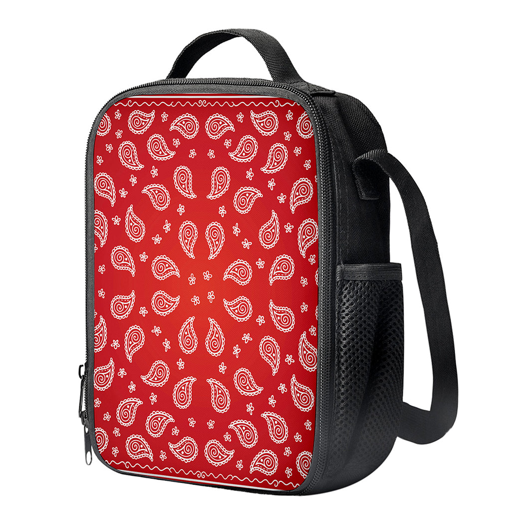 Red And White Bandana Print Crossbody Lunch Bag