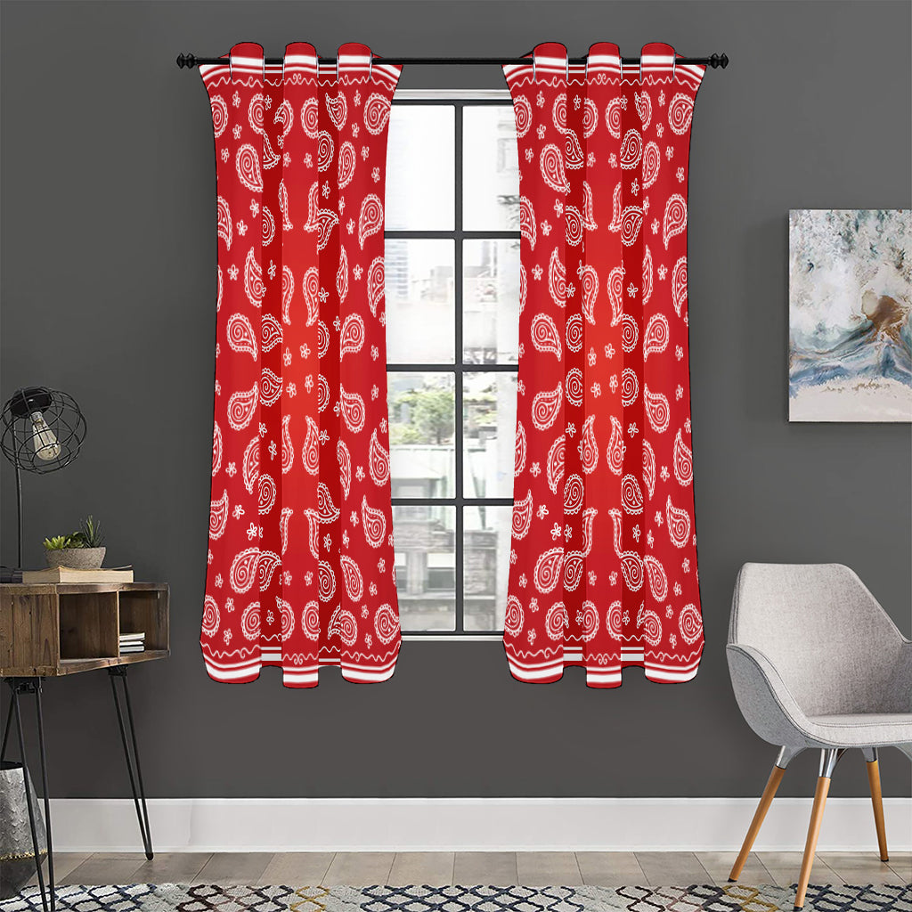 Red And White Bandana Print Curtain