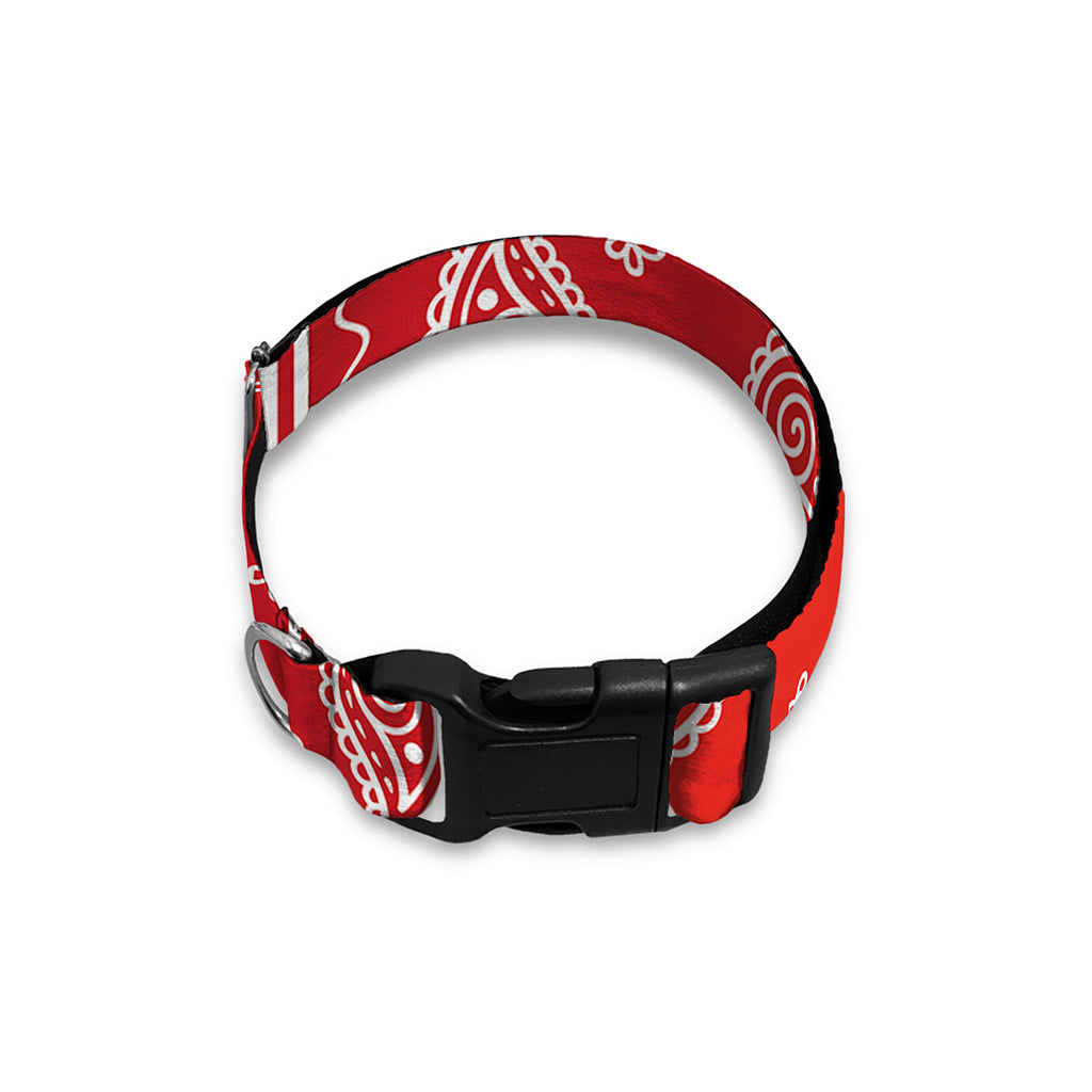 Red And White Bandana Print Dog Collar