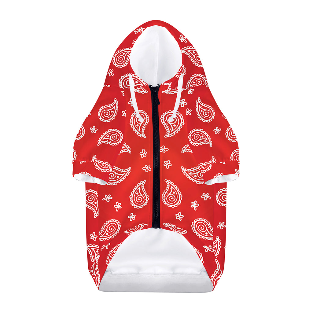 Red And White Bandana Print Dog Zip Up Hoodie